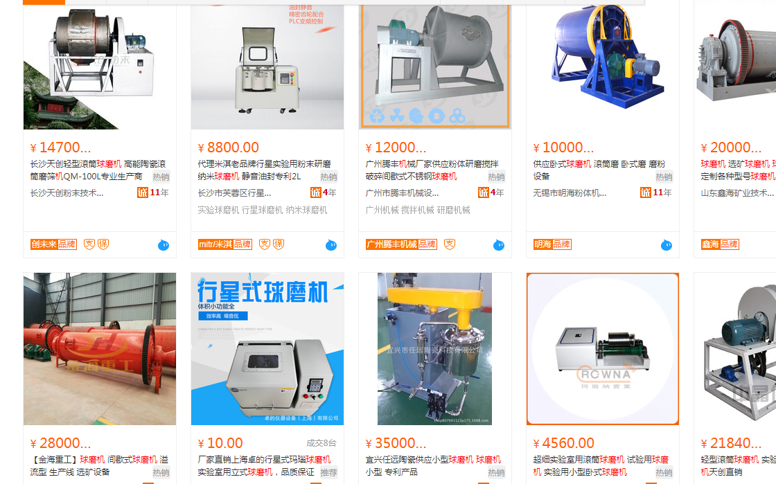 球磨機價格
